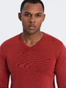 Ombre Clothing Pulover roșu cu gât în V pentru bărbați Ombre Clothing