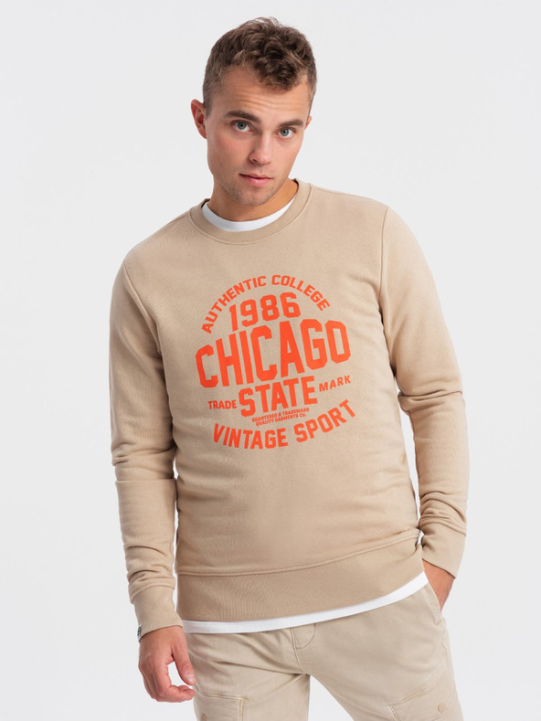 Ombre Clothing Sweatshirt imprimat pentru bărbați bej Îmbrăcăminte Ombre