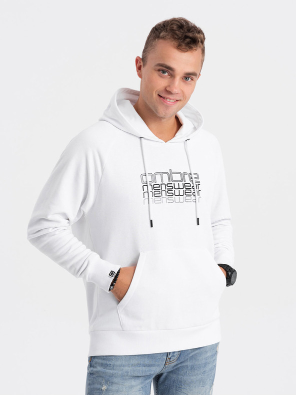 Ombre Clothing Hanorac alb pentru bărbați Ombre Clothing