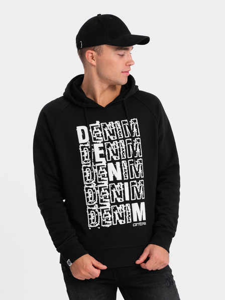 Ombre Clothing Hanorac pentru bărbați alb-negru cu imprimeu Ombre Clothing