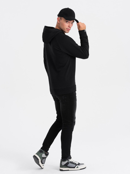 Ombre Clothing Hanorac pentru bărbați alb-negru cu imprimeu Ombre Clothing