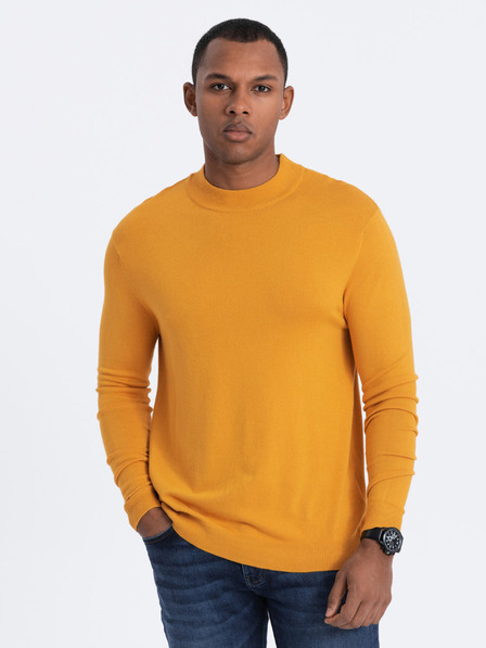 Ombre Clothing Pulover de bază pentru bărbați, muștar, cu guler ridicat Ombre Clothing