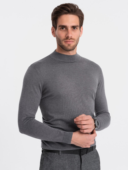 Ombre Clothing Cardigan de bază gri pentru bărbați cu guler ridicat Ombre Clothing