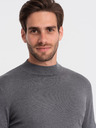 Ombre Clothing Cardigan de bază gri pentru bărbați cu guler ridicat Ombre Clothing
