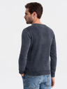 Ombre Clothing Pulover basic albastru închis cu guler în V pentru bărbați Ombre Clothing