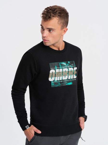 Ombre Clothing Hanorac imprimat negru pentru bărbați Ombre Clothing