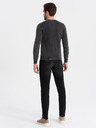 Ombre Clothing Pulover basic negru cu guler în V pentru bărbați Ombre Clothing