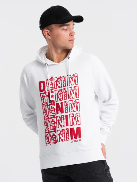 Ombre Clothing Hanorac pentru bărbați roșu și alb cu imprimeu Ombre Clothing