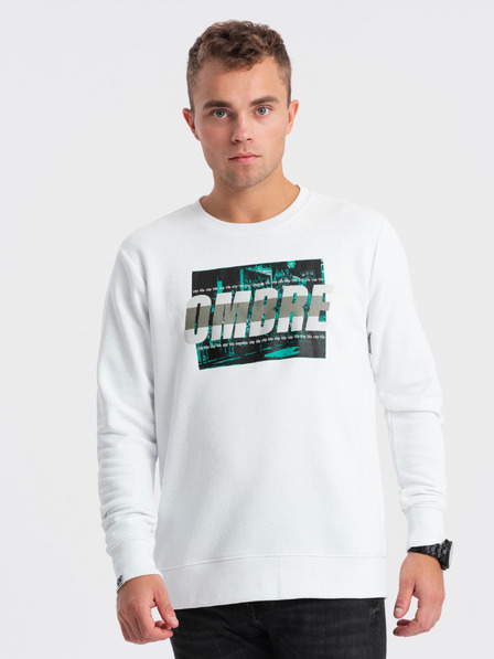 Ombre Clothing Hanorac imprimat alb pentru bărbați Ombre Clothing