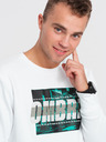 Ombre Clothing Hanorac imprimat alb pentru bărbați Ombre Clothing