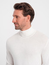 Ombre Clothing Pulover basic cu guler înalt pentru bărbați crem Ombre Clothing