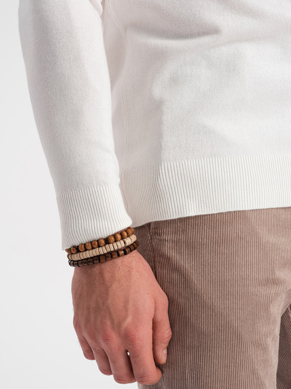 Ombre Clothing Pulover basic cu guler înalt pentru bărbați crem Ombre Clothing