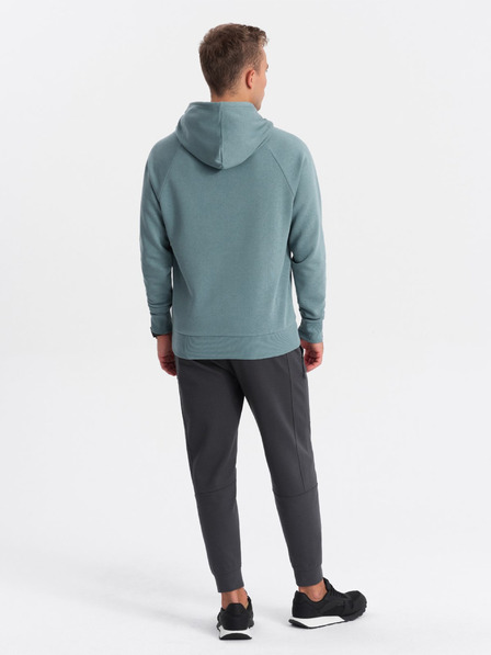 Ombre Clothing Hanorac albastru cu glugă pentru bărbați cu imprimeu Ombre Clothing