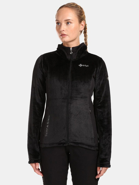 Kilpi Hanorac negru cu fermoar din fleece pentru femei Kilpi SKATHI