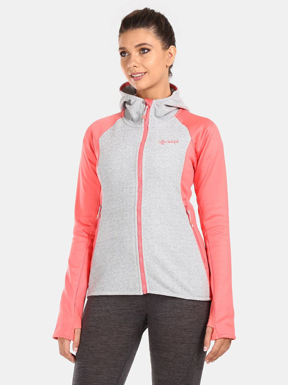 Kilpi Hanorac fleece gri și roz pentru femei Kilpi VERSAM-W