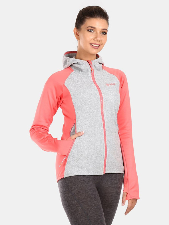 Kilpi Hanorac fleece gri și roz pentru femei Kilpi VERSAM-W