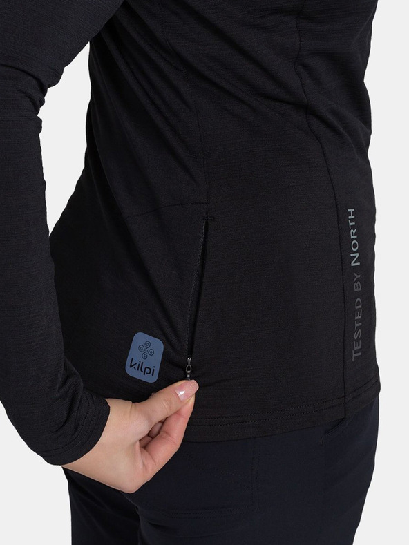 Kilpi Hanorac sport negru pentru femei cu guler înalt Kilpi MONTALE