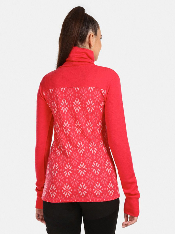 Kilpi Tricou cu guler înalt din lână merino cu model, roz închis, pentru femei Kilpi JANNU