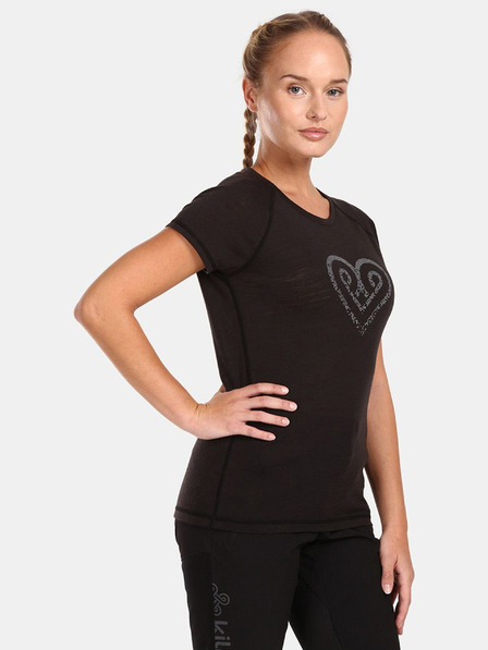 Kilpi Tricou negru pentru femei din amestec de lână Kilpi ZARJA