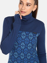 Kilpi Tricou albastru închis cu guler înalt din lână merino cu model, pentru femei Kilpi JANNU
