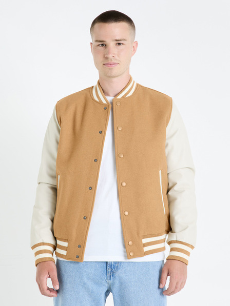 Celio Bomber bărbătesc bej din amestec de lână Celio Fuvarsi