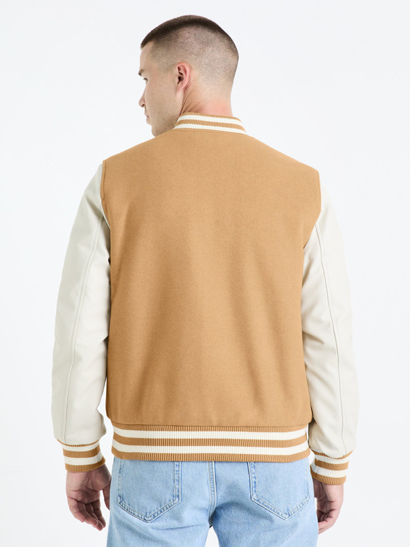 Celio Bomber bărbătesc bej din amestec de lână Celio Fuvarsi