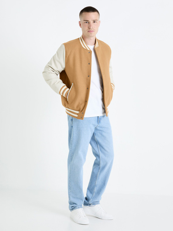 Celio Bomber bărbătesc bej din amestec de lână Celio Fuvarsi