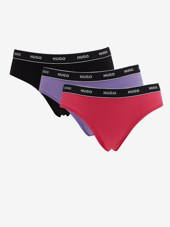 HUGO Set de trei pantaloni în negru, violet și roz HUGO