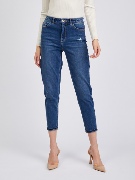 Orsay Blugi de damă de culoare albastru închis mom fit ORSAY
