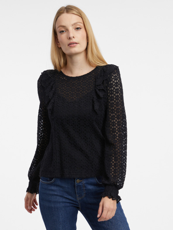 Orsay Bluză de damă neagră cu model ORSAY