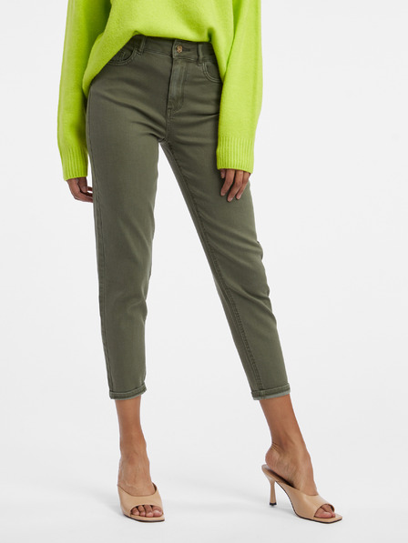 Orsay Blugi cropped mom fit de culoare verde pentru femei ORSAY