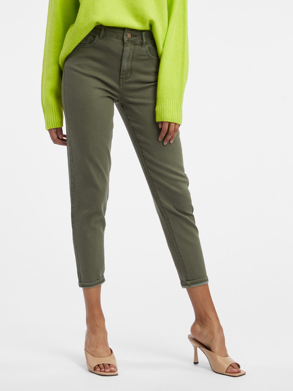 Orsay Blugi cropped mom fit de culoare verde pentru femei ORSAY