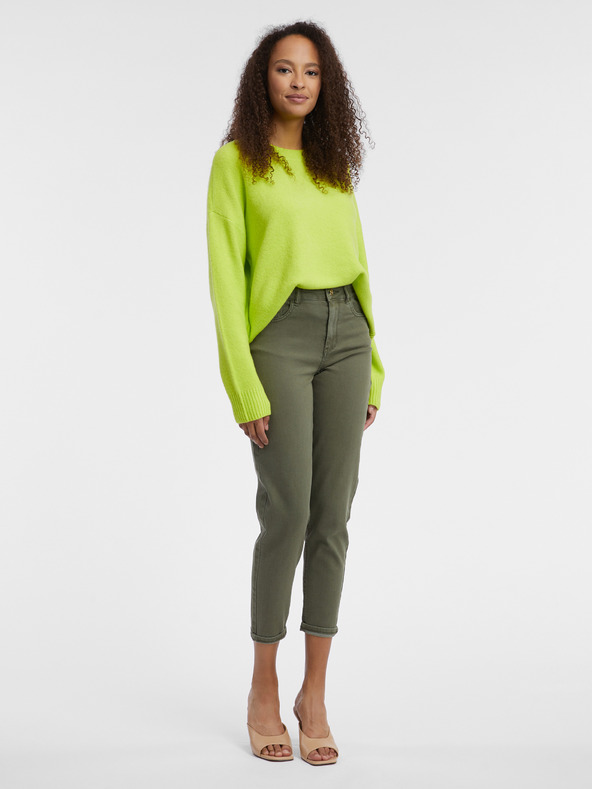 Orsay Blugi cropped mom fit de culoare verde pentru femei ORSAY