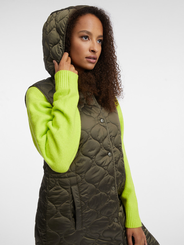 Orsay Vestă lungă matlasată kaki pentru femei ORSAY