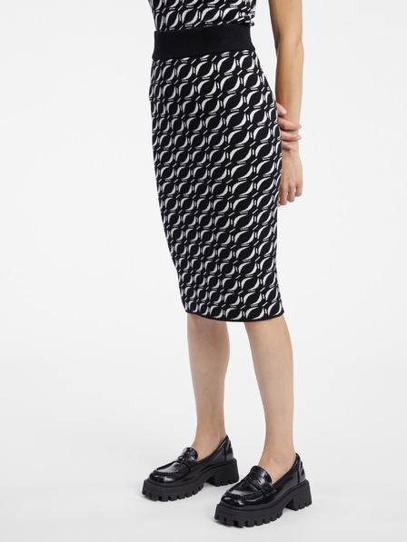 Orsay Fustă tricot cu model pentru femei alb și negru ORSAY