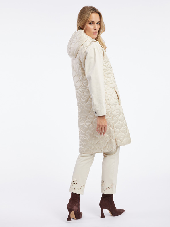 Orsay Vestă lungă matlasată bej pentru femei ORSAY