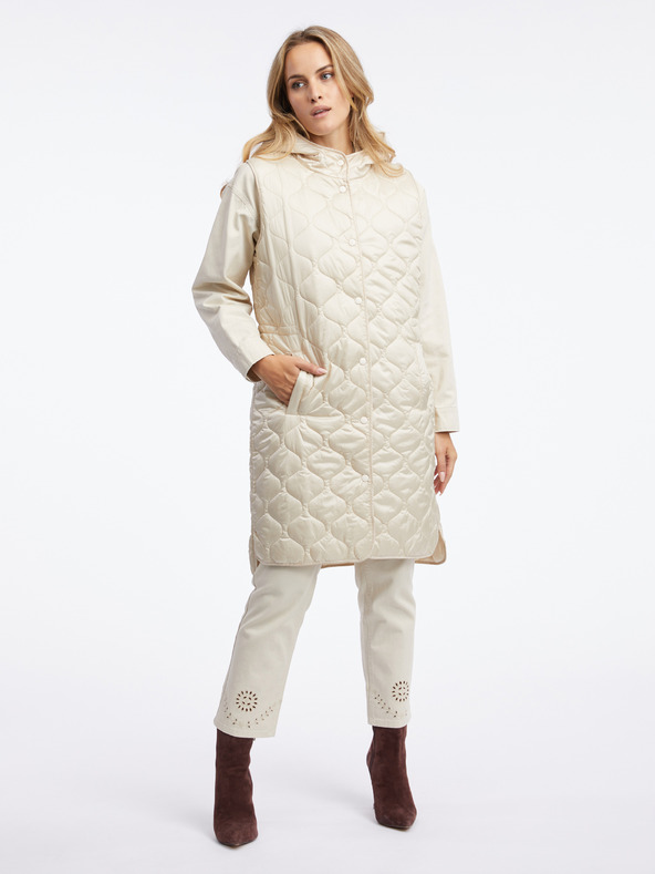 Orsay Vestă lungă matlasată bej pentru femei ORSAY