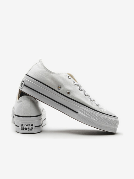 Converse Adidași Converse Chuck Taylor All Star albi cu platformă din pânză