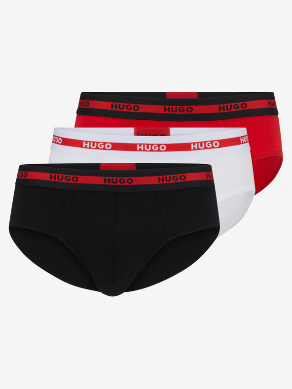 HUGO Set de trei chiloți pentru bărbați în negru, roșu și alb HUGO