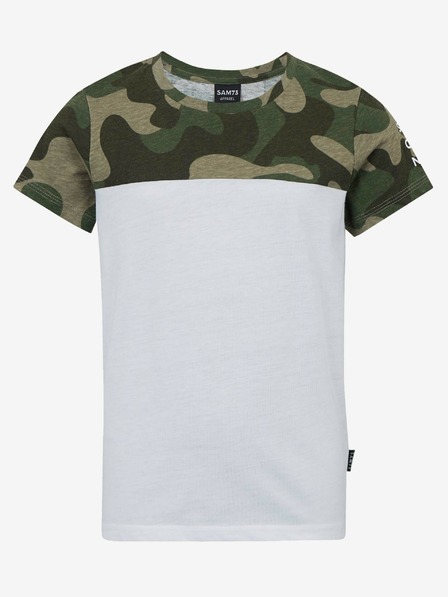 Sam 73 Tricou cu model pentru băieți alb și kaki SAM 73 Moses