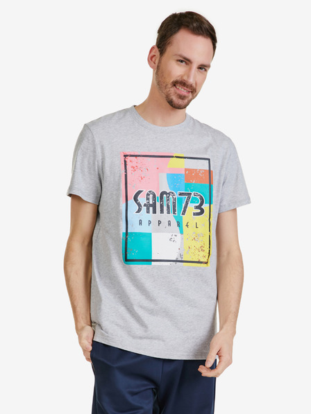 Sam 73 Tricou gri pentru bărbați cu mânecă SAM 73 Elijah