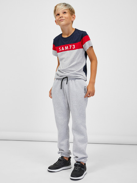 Sam 73 Pantaloni de trening gri deschis cu dungi pentru copii SAM 73 Riardin