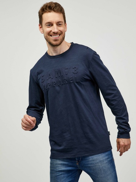 Sam 73 Tricou albastru închis cu mânecă lungă pentru bărbați SAM 73 Mindart