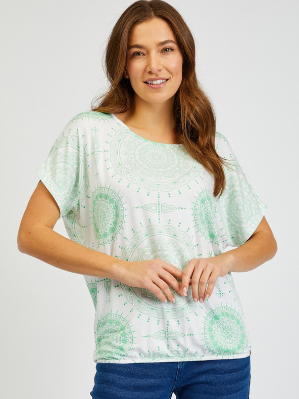 Sam 73 Tricou alb și verde pentru femei SAM73 Taurus