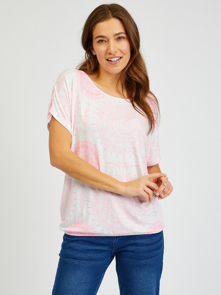 Sam 73 Tricou cu model pentru femei alb și roz SAM73 Taurus