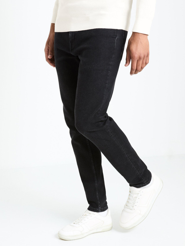 Celio Blugi slim fit negri pentru bărbați Celio C25 Fofine