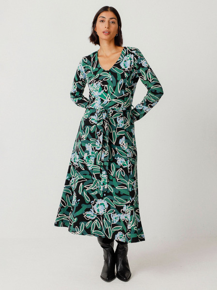 SKFK Rochie verde cu imprimeu floral pentru femei SKFK Vestido Kaule