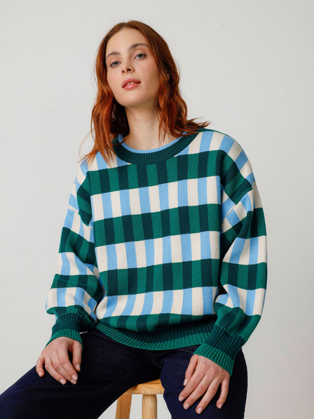SKFK SKFK Suéter Larhun Cardigan în carouri albastru-verde, pentru femei