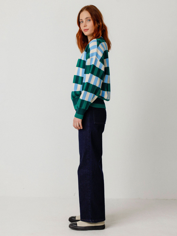 SKFK SKFK Suéter Larhun Cardigan în carouri albastru-verde, pentru femei