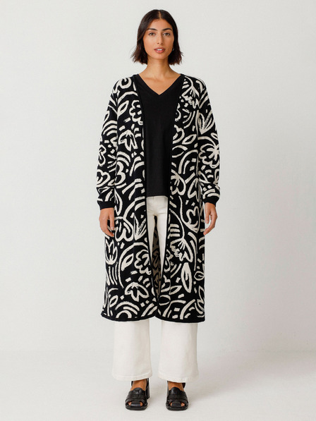 SKFK SKFK Suéter Kasandra Cardigan floral crem și negru, pentru femei
